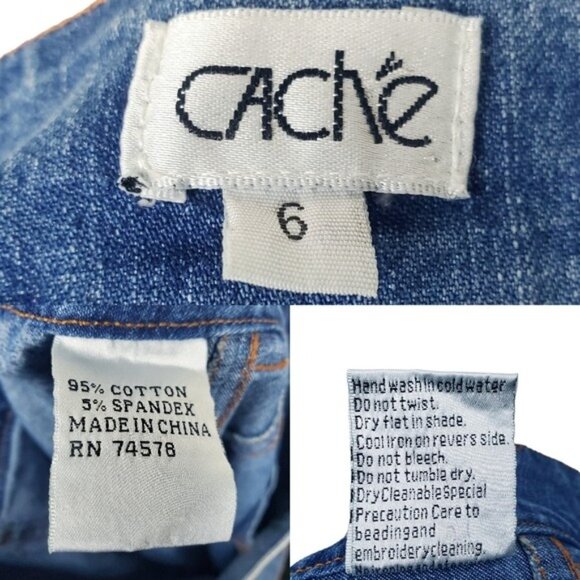 Cache Womens Blue Rhinestone Embellished Denim Skirt Size 6 - Picture 3 of 3